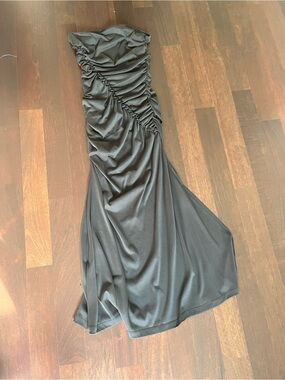 Anthropologie Strapless Black Ruched Dress